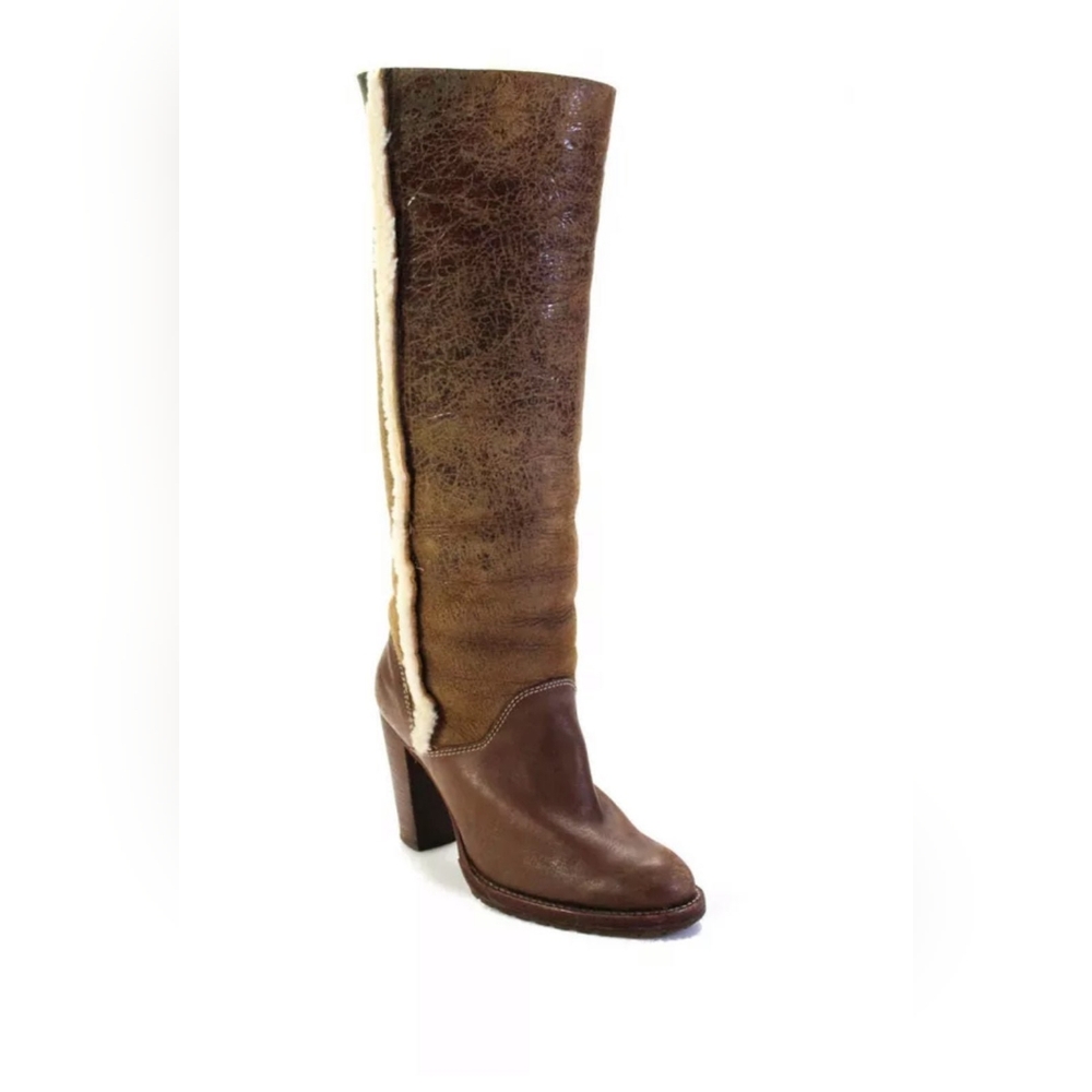 Michael Kors MK Shearling Fleece Brown Leather Women's Boots 6.5 - Picture 2 of 7